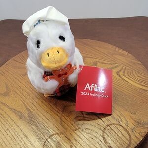 2024 Talking Holiday AFLAC Duck Plush Chef Hat Gingerbread Man Christmas White